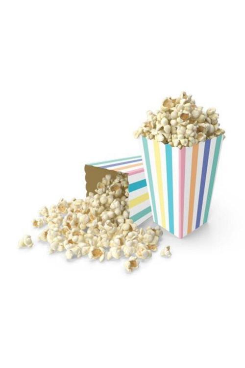 Makaron Çizgili Popcorn Mısır Kutusu 8 Adet