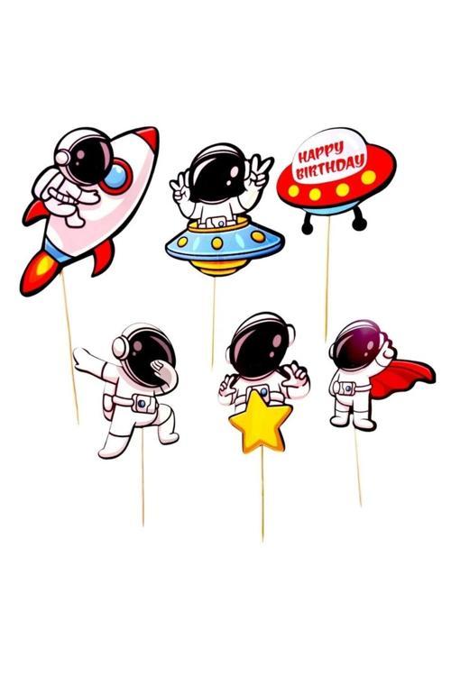 Astronot Uzay Teması 6 lı Kürdan