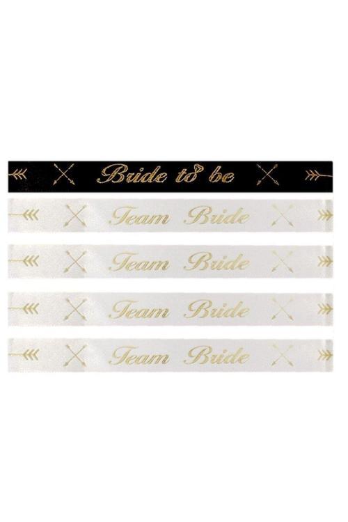 Bride To Be Team Bride Yazılı Beyaz Nedime Bileklik