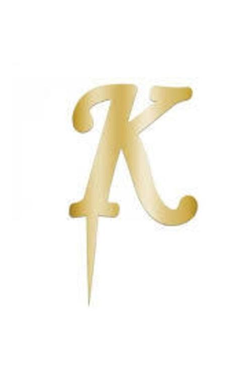 K Harf Aynalı Altın Pleksi 7 Cm