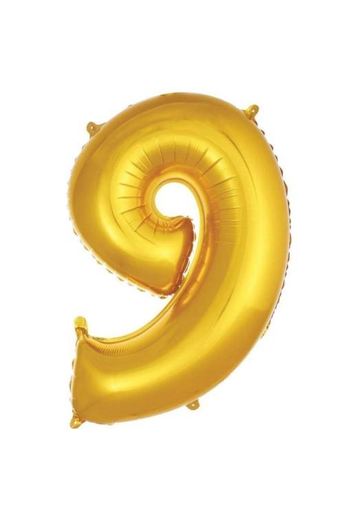Gold 9 Rakam Folyo Balon 36 cm 1Adet