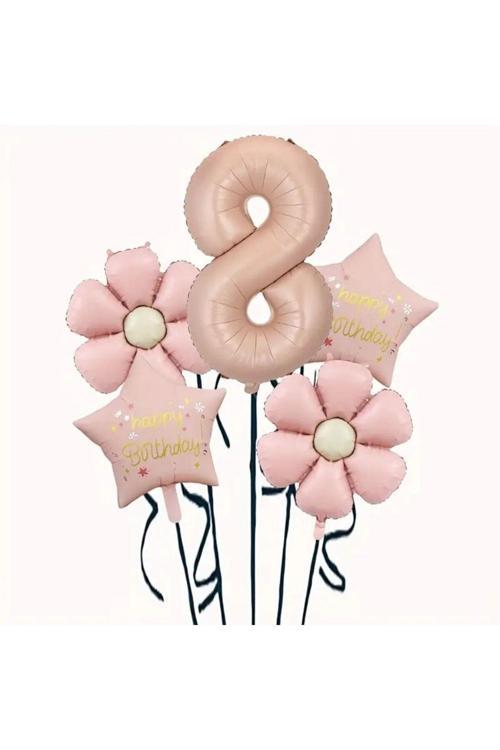 Papatya Karamel Happy Birthday 8 Yaş Folyo Balon Set
