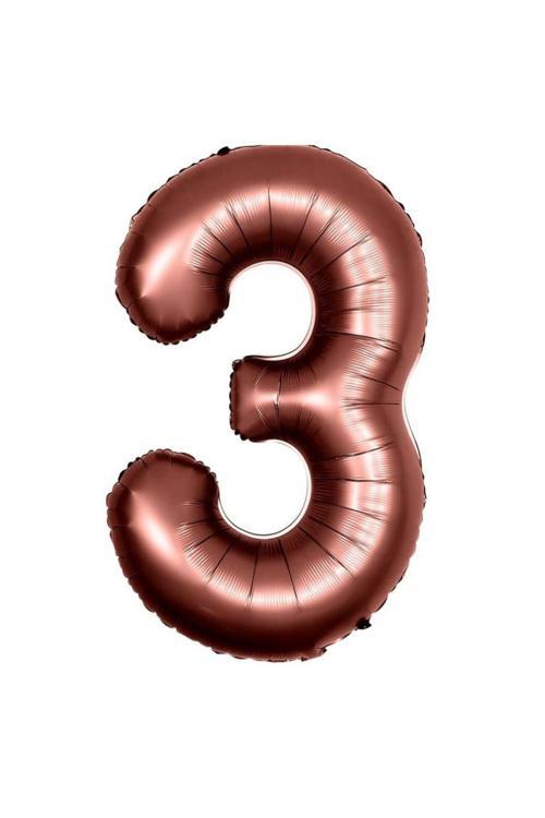 Retro Çikolata Kahve 3 Rakam Folyo Balon 100 cm