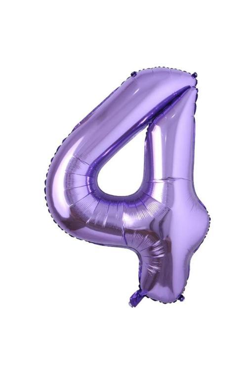 Mor Renk 4 Rakam Folyo Balon 100 cm