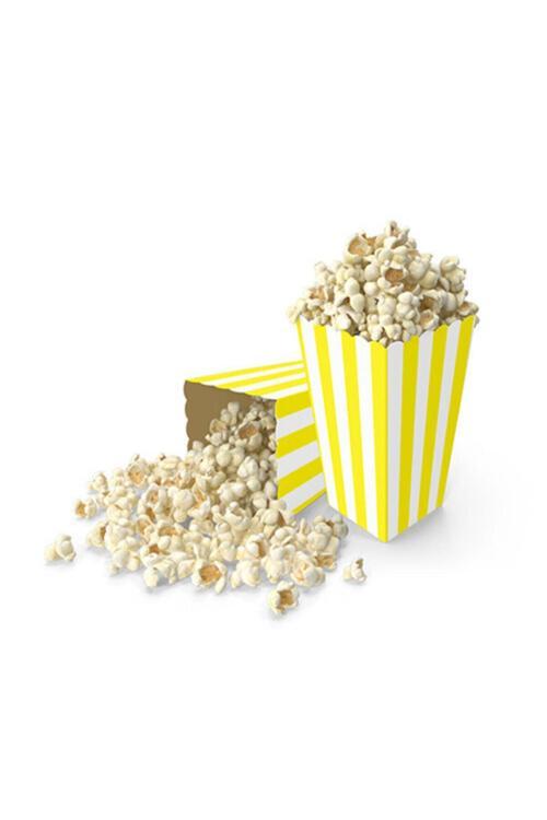 Sarı Çizgili Popcorn Mısır Kutusu 8 Adet