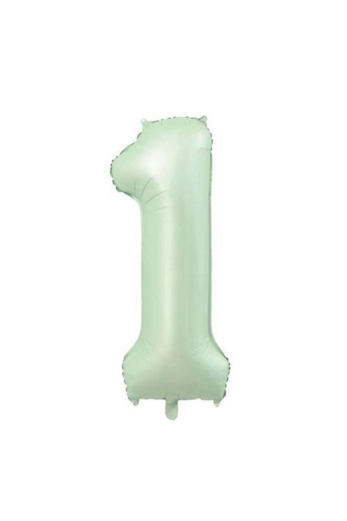 Retro Su Yeşili 1 Rakam Folyo Balon