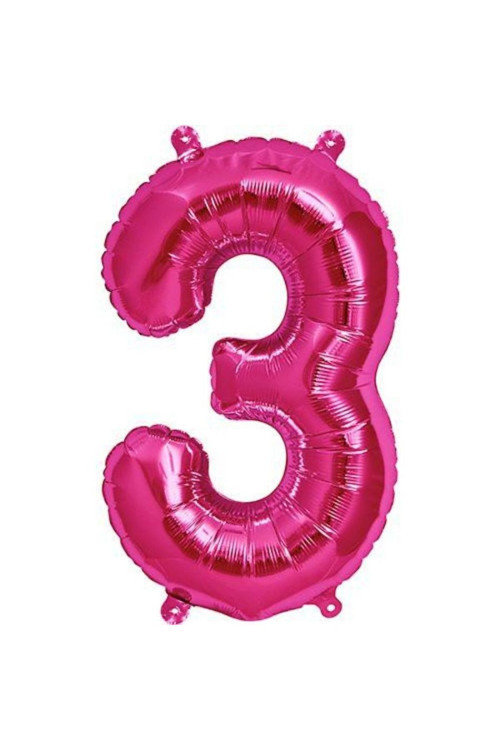 Pembe 3 Rakam Folyo Balon 40 cm 1 Adet
