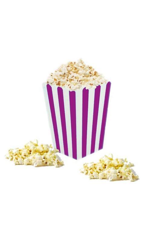 Mor Çizgili Popcorn Mısır Kutusu 8 Adet