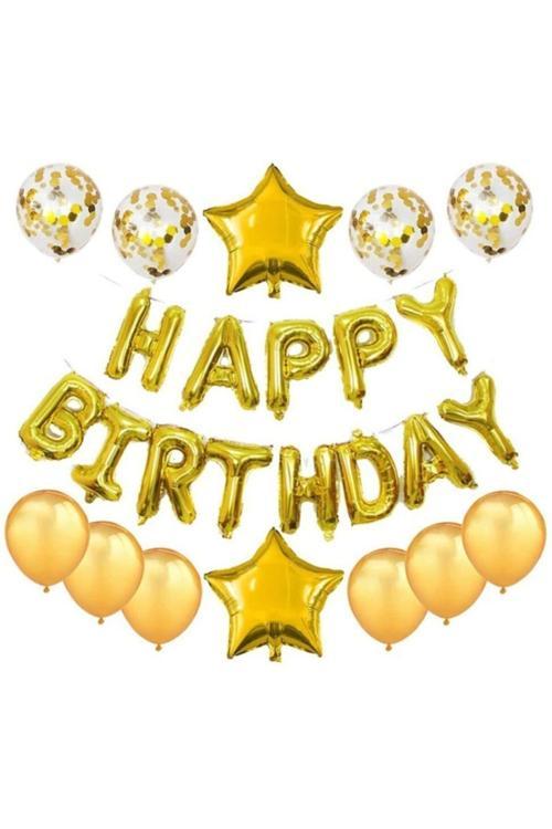 Happy Birthday Altın Balon Seti