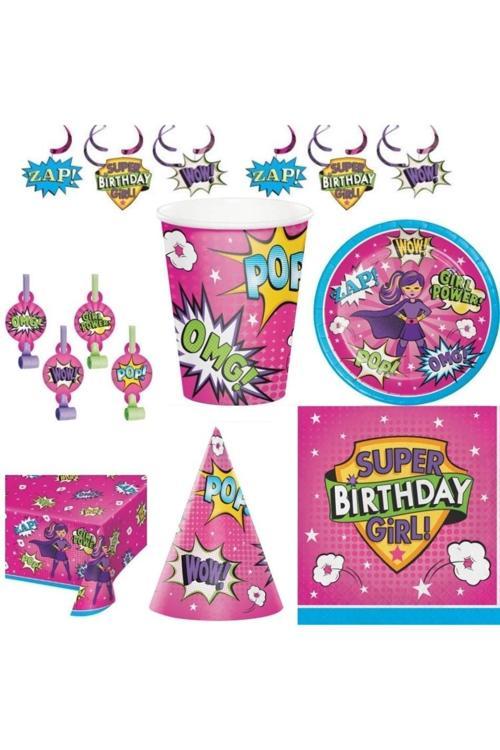 Superhero Birthday Girl Parti Seti 8 Kişilik