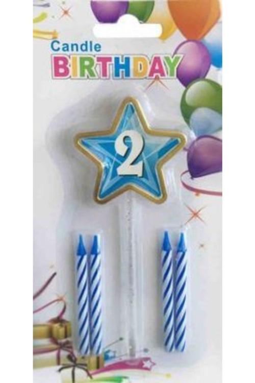 2 Yaş Yıldızlı Mavi Mum