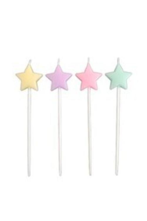 Makaron Pastel Renk Yıldız Mum 4 Adet
