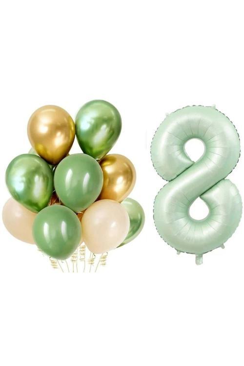 Retro Su Yeşili 8 Yaş Latex Balon Set