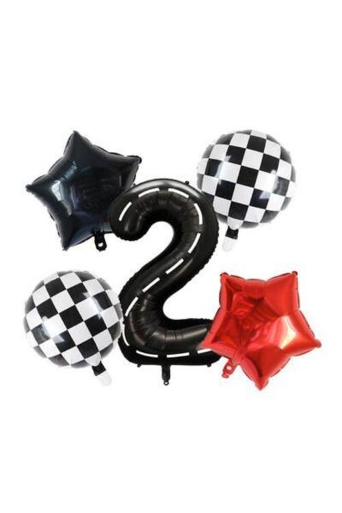Siyah Yarış Pisti Damalı 2 Yaş Folyo Balon Set