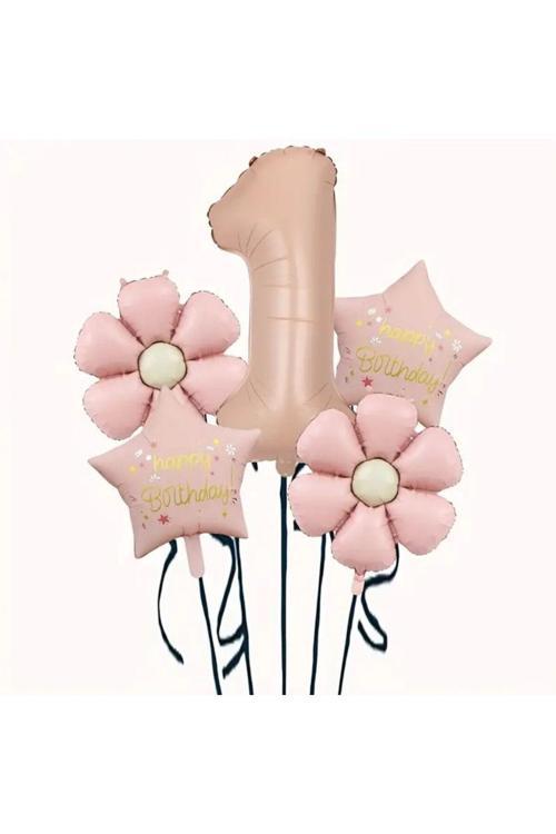 Papatya Karamel Happy Birthday 1 Yaş Folyo Balon Set