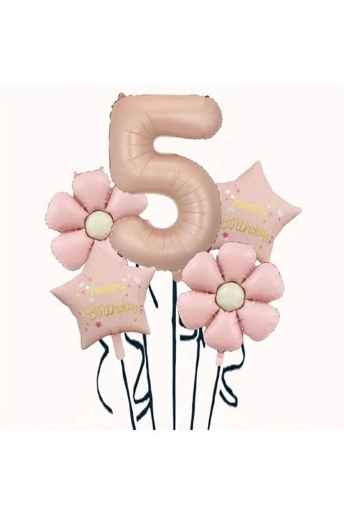 Papatya Karamel Happy Birthday 5 Yaş Folyo Balon Set