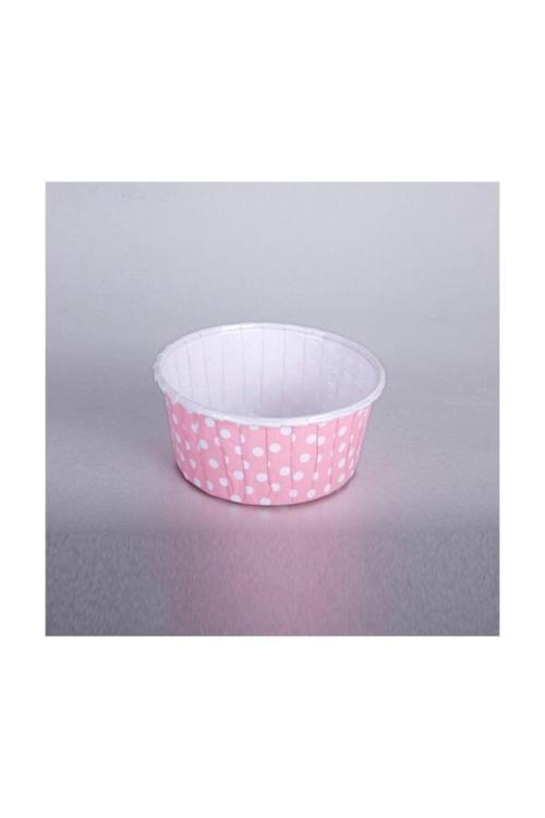 Pembe Beyaz Puanlı Cup Cake Kılıfı 25 Adet