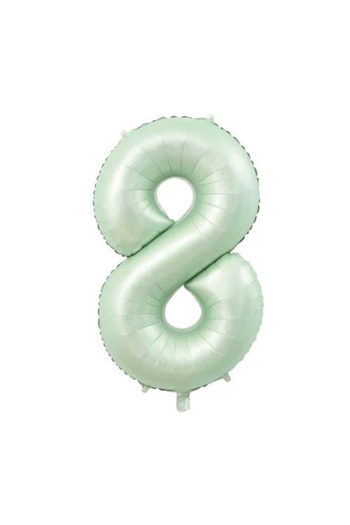 Retro Su Yeşili 8 Rakam Folyo Balon