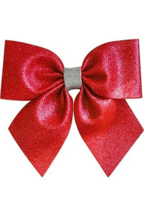 Kırmızı Simli Fiyonk Dekor Süs 25x25 Cm