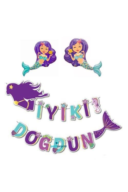 Deniz Kızı İyi Ki Doğdun Mini Shap Balonlu Set
