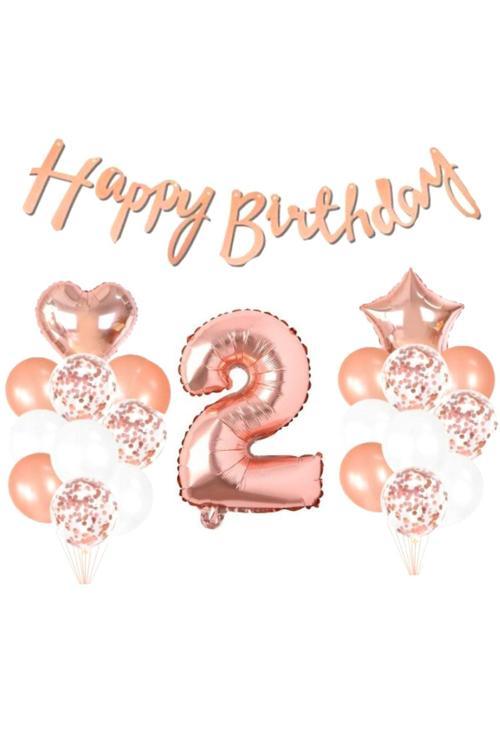 2 Yaş Rose Gold Happy Birthday Set