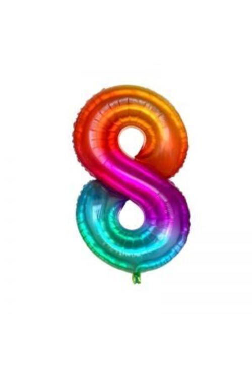 Gökkuşağı 8 Rakamı Folyo Balon 100 Cm