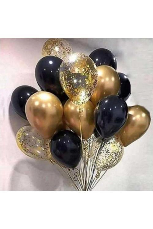 Gece Mavisi Gold Konfetili Latex Balon Set