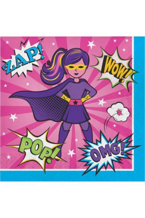 Superhero Girl Teması Peçete 16 Adet