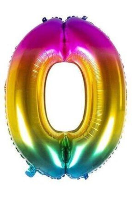 Gökkuşağı 0 Rakam Folyo Balon 100 Cm