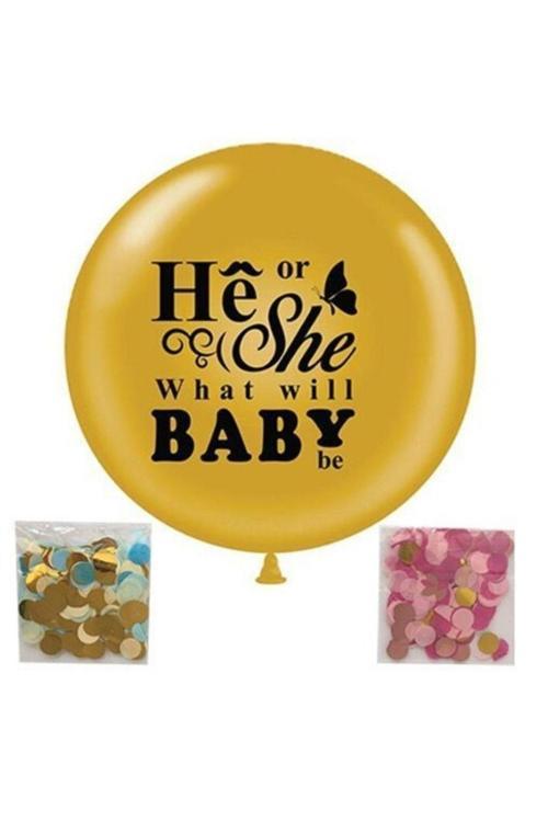 Cinsiyet Belirleme Partisi Gold Konfetili Balon 1 Adet