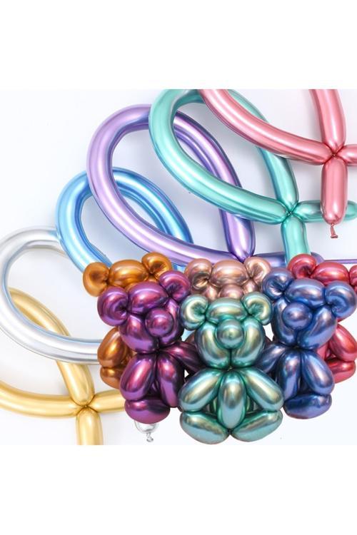 Krom Karışık Renk Sosis Balon 12 Adet