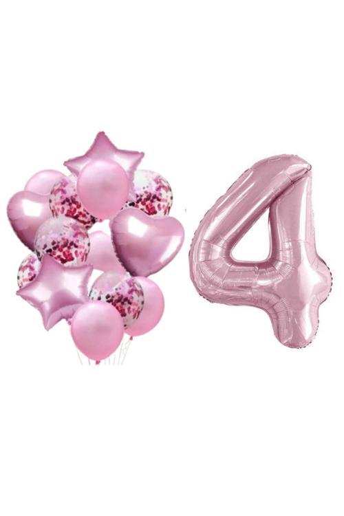 Pembe 4 Yaş Folyo Balon Set