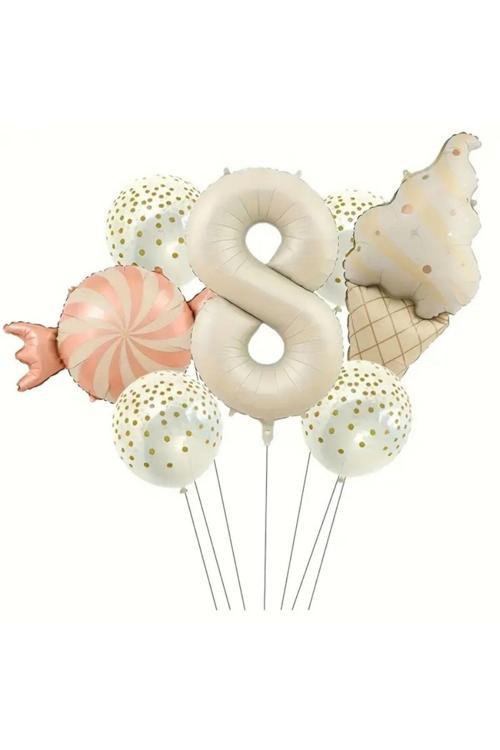 Retro Dondurma Şeker 8 Yaş Folyo Balon Set