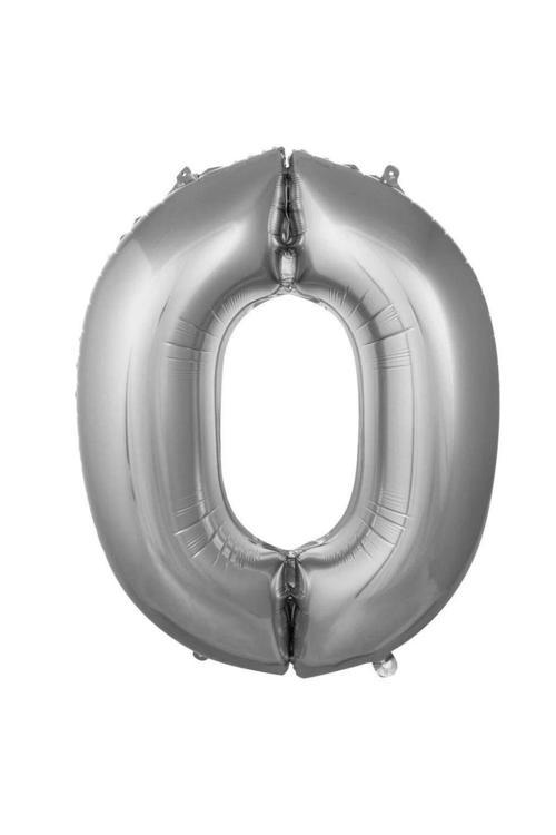 Gümüş 0 Rakam Folyo Balon 36 cm 1 Adet