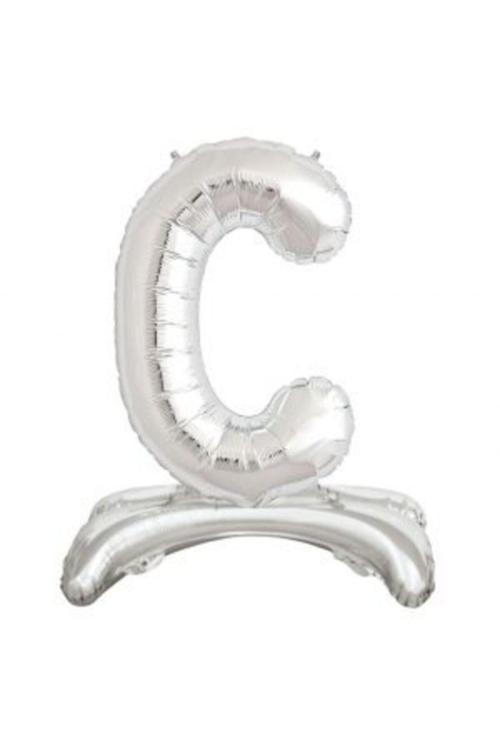 Ayakta Durabilen Gümüş C Harf Folyo Balon