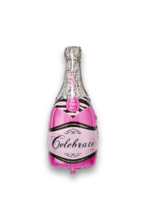 Pembe Şampanya Şişesi Şekilli Folyo Balon