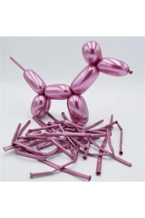 Krom Pembe Renk Sosis Balon 12 Adet