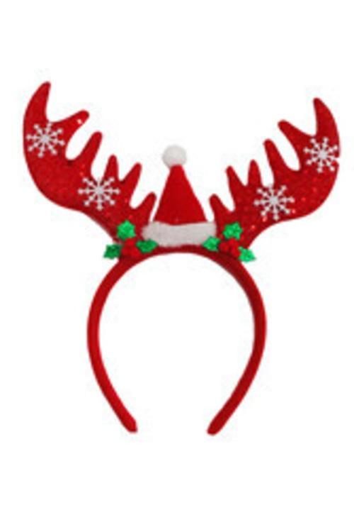 Yılbaşı Partisi Kırmızı Geyik Boynuzu Şekilli Taç