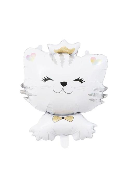 Sevimli Beyaz Kedi Folyo Balon 1 Adet