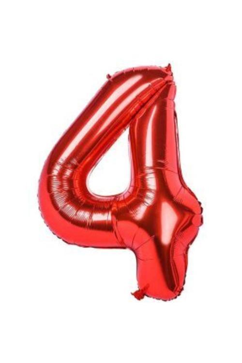 Kırmızı 4 Rakam Folyo Balon 100 cm