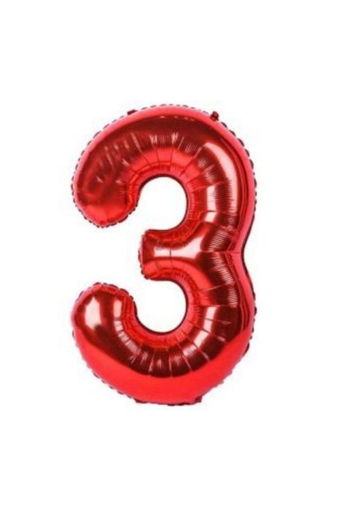 Kırmızı 3 Rakam Folyo Balon 40 cm 1 Adet