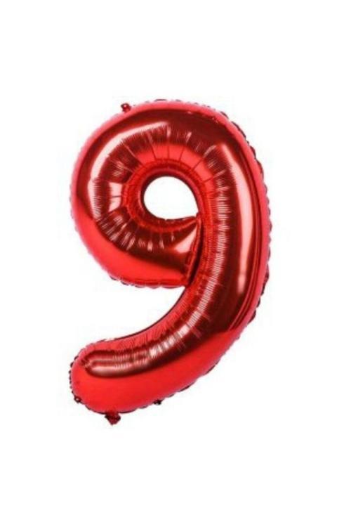 Kırmızı 9 Rakam Folyo Balon 40 cm 1 Adet