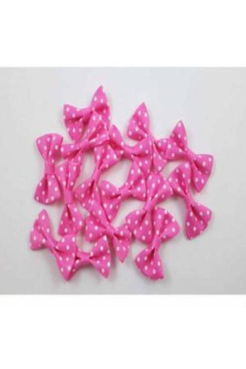 Pembe Beyaz Puanlı Mini Fiyonk 25 Adet