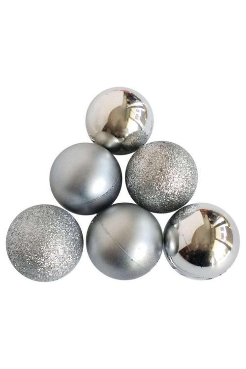 Yılbaşı Çam Ağacı Gümüş 6 cm Top Süs 6 Adet