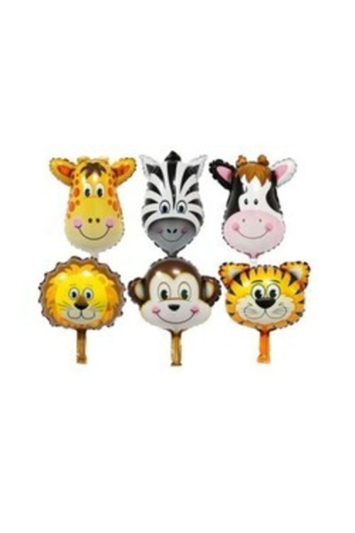 Safari Hayvan Kafa Folyo Balon Set 6 Lı