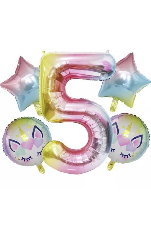 Unicorn 5 Yaş Folyo Balon Set
