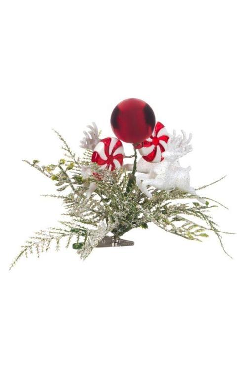 Yılbaşı Partisi Dekoratif 14 cm Geyikli Çiçek Süs