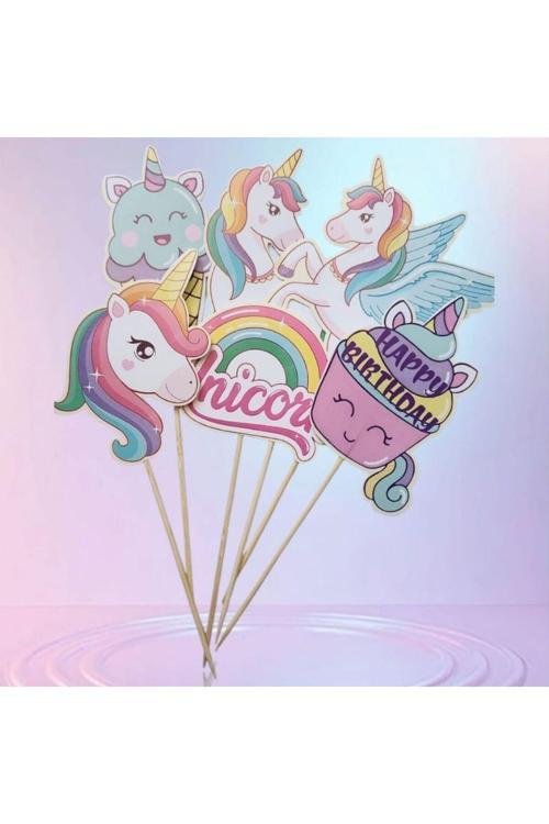 Gökkuşağı Unicorn Kürdan 6 Adet