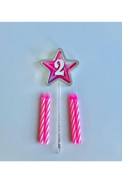 2 Yaş Yıldızlı Pembe Mum