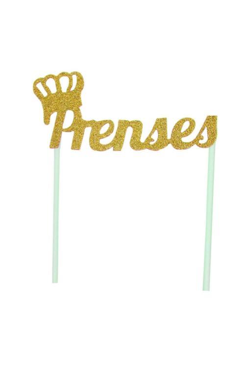 Prenses Simli Gold Çubuklu Yazı